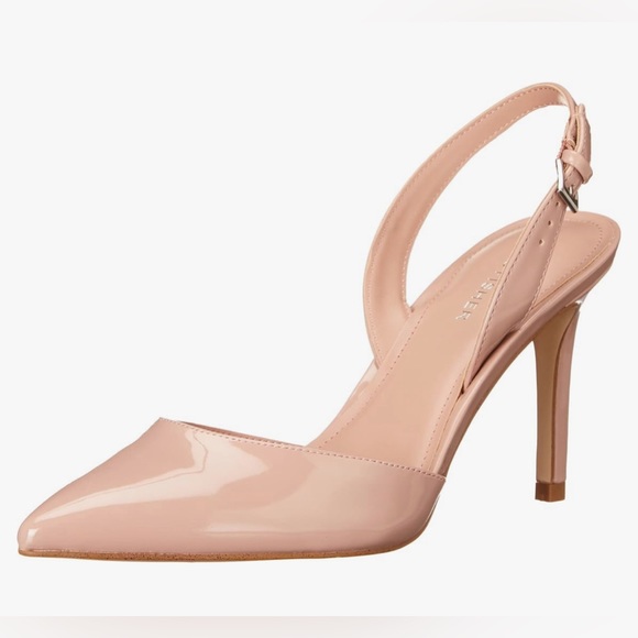‼️SALE‼️ NWOT Marc Fisher Davon Pointy Toe Sling-Back Pump Heels Nude Patent - Picture 2 of 10